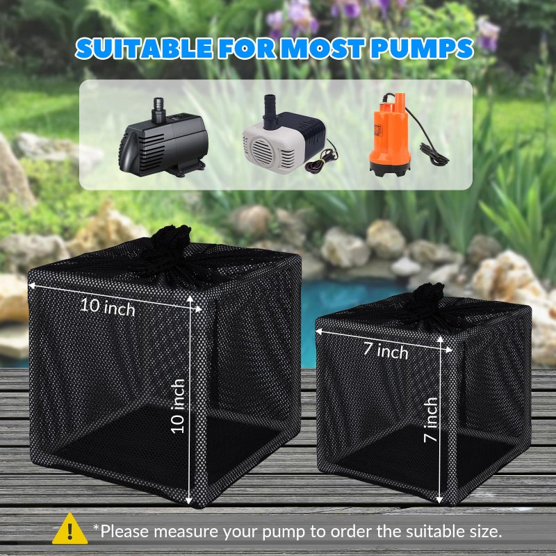 FEOXSHAL Pond Filter Box, Anti-Clogging Pond Filters for Outdoor Ponds Nylon Media Mesh Water Pump Cover Barrier Bag with Drawstring, Pond Pump Filter Bag (10 Inch) - Image 3